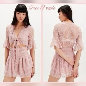 Free People Lala Lace Mini Dress L